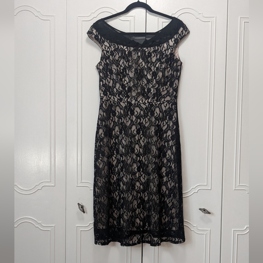 Jax Black and Cream Sheath Dress for Cocktail Nights